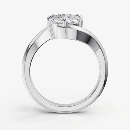 Elongated Cushion Bypass Oval Engagement Ring