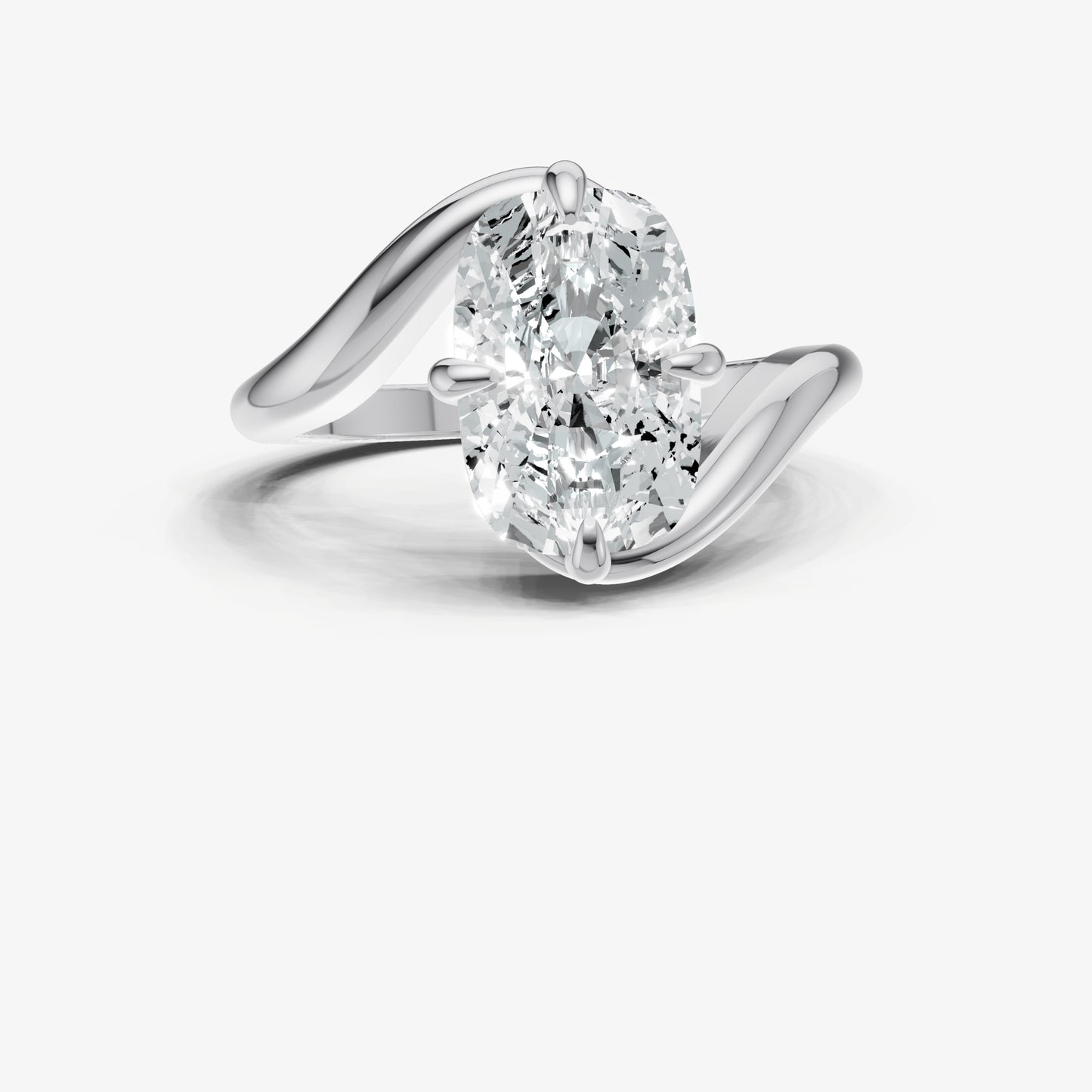 Elongated Cushion Bypass Oval Engagement Ring