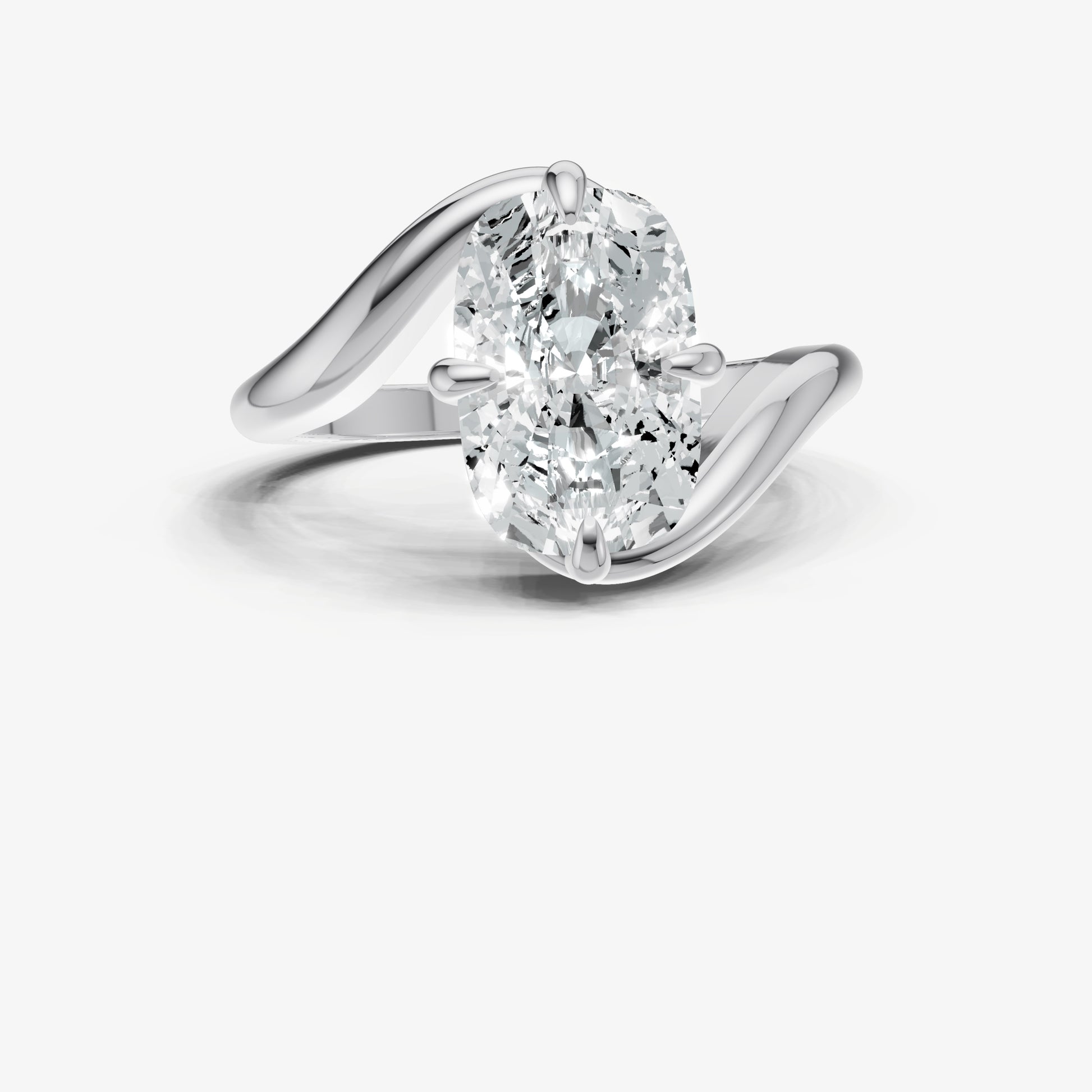 Elongated Cushion Bypass Oval Engagement Ring