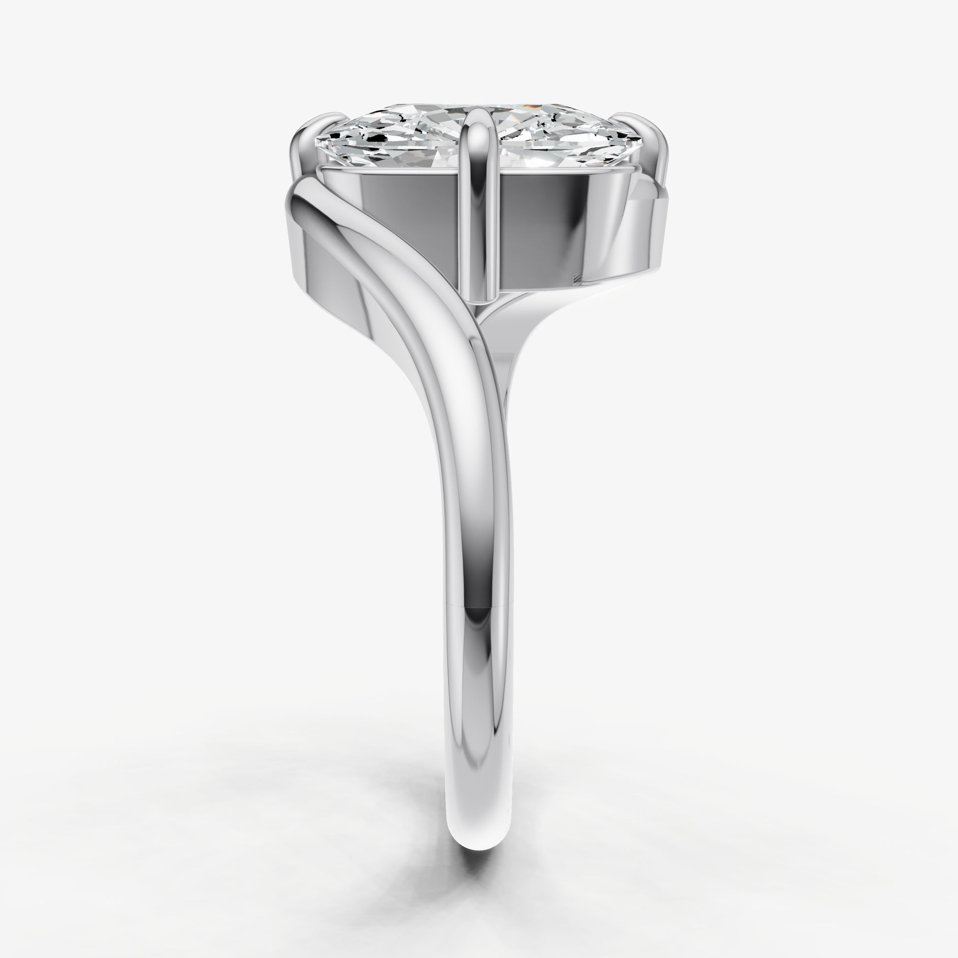 Elongated Cushion Bypass Oval Engagement Ring