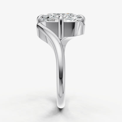 Elongated Cushion Bypass Oval Engagement Ring