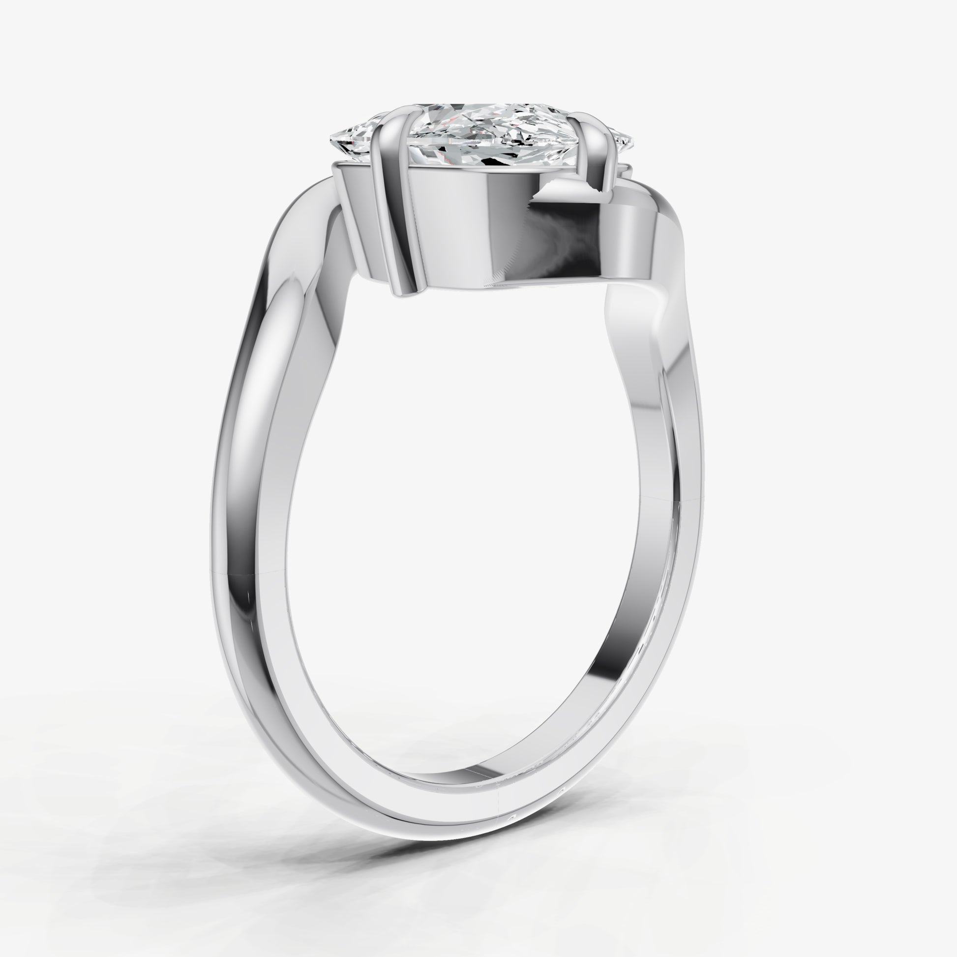Elongated Cushion Bypass Oval Engagement Ring