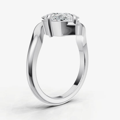 Elongated Cushion Bypass Oval Engagement Ring