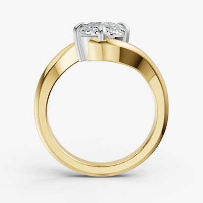 Elongated Cushion Bypass Oval Engagement Ring