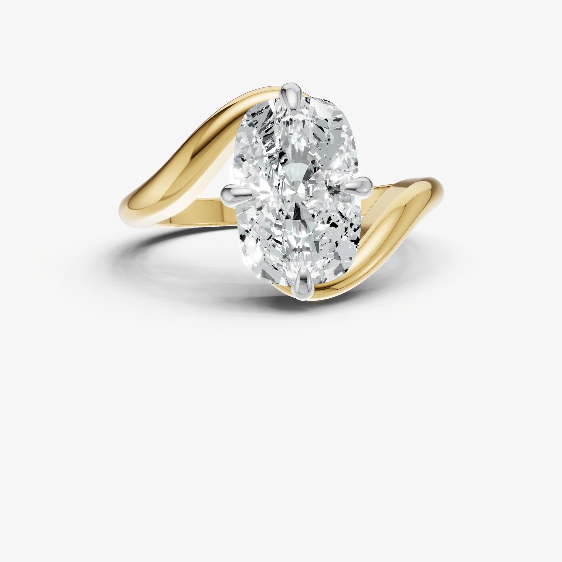 Elongated Cushion Bypass Oval Engagement Ring