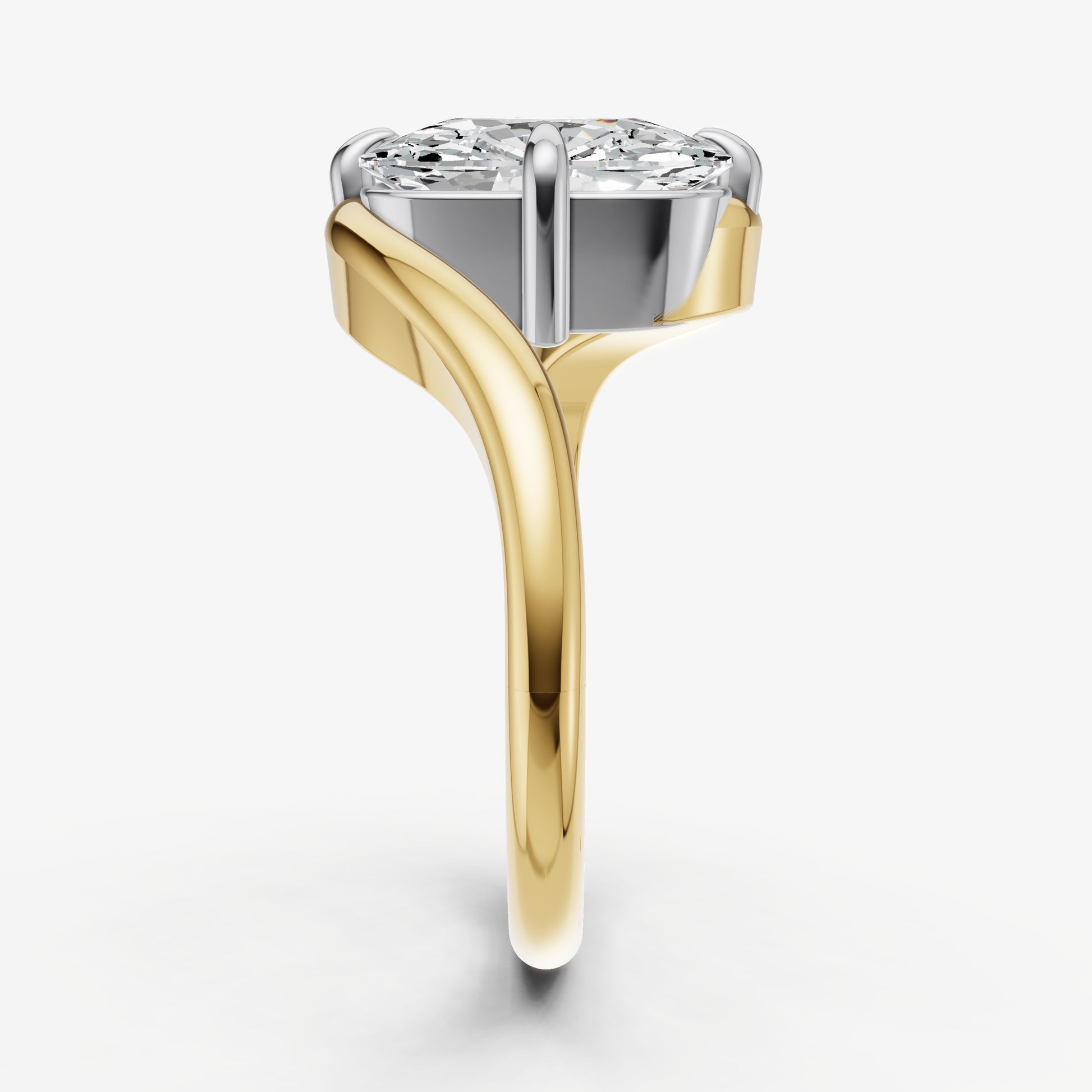 Elongated Cushion Bypass Oval Engagement Ring