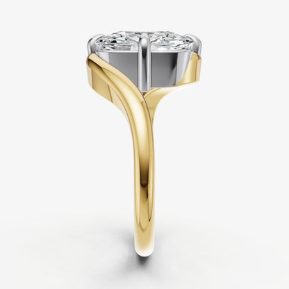 Elongated Cushion Bypass Oval Engagement Ring
