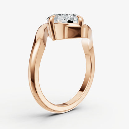 Oval Bypass Oval Engagement Ring