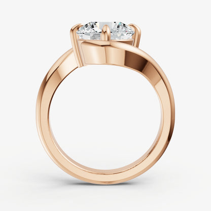 Round Bypass Oval Engagement Ring