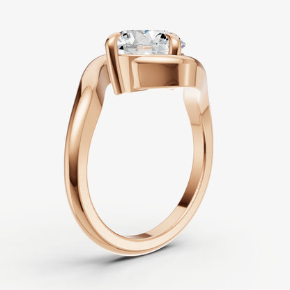 Round Bypass Oval Engagement Ring