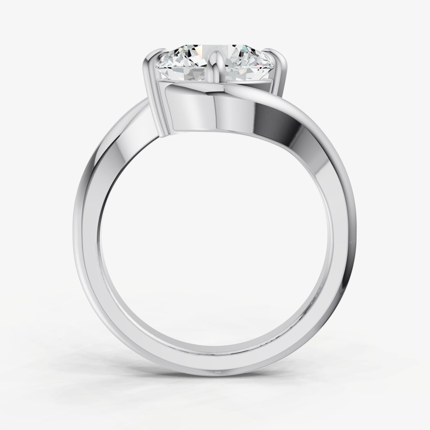 Round Bypass Oval Engagement Ring