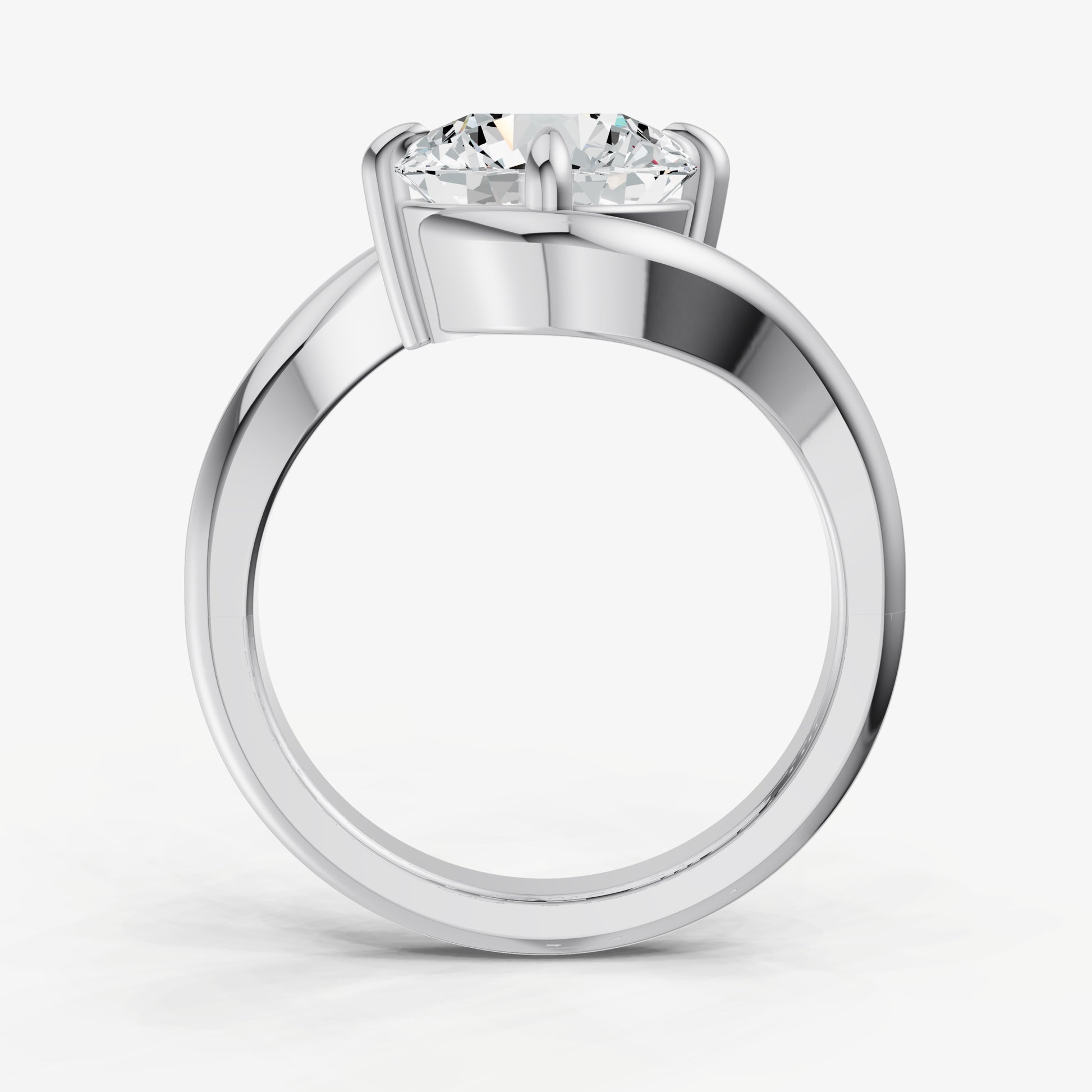 Round Bypass Oval Engagement Ring