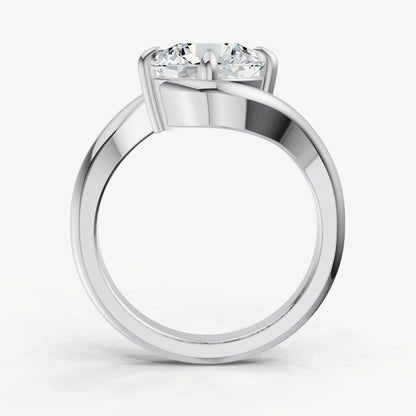 Round Bypass Oval Engagement Ring