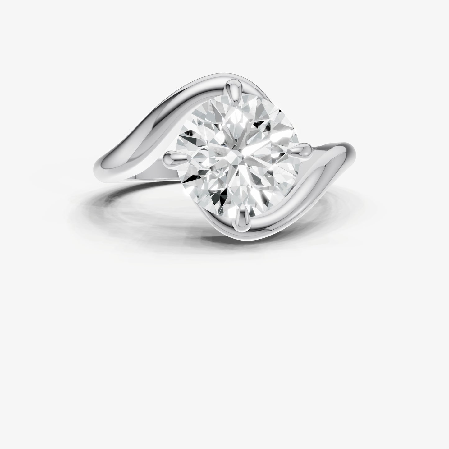 Round Bypass Oval Engagement Ring