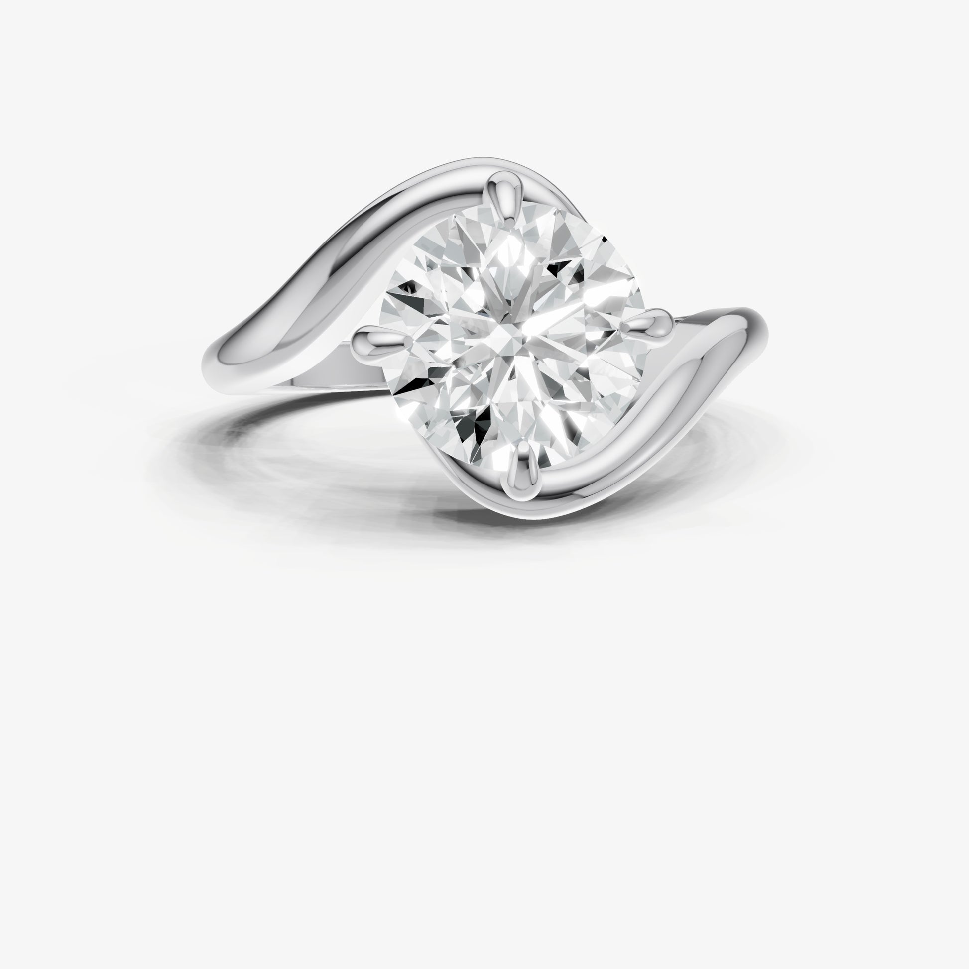 Round Bypass Oval Engagement Ring