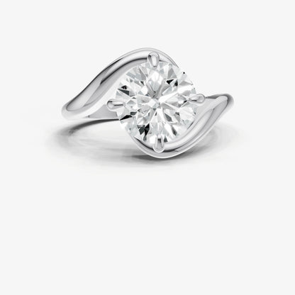 Round Bypass Oval Engagement Ring