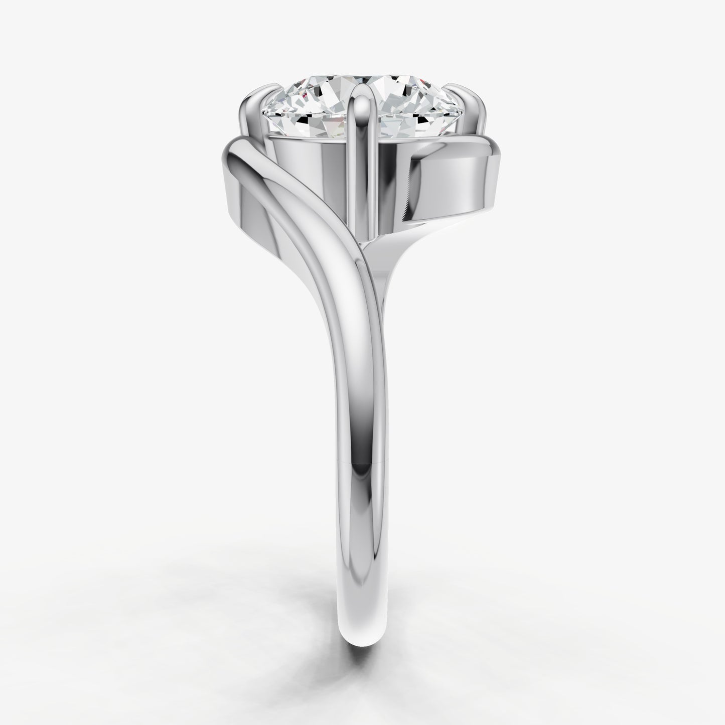 Round Bypass Oval Engagement Ring