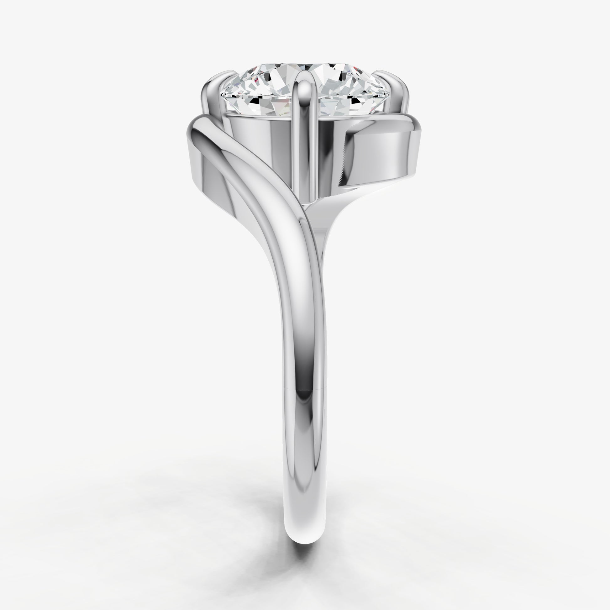 Round Bypass Oval Engagement Ring