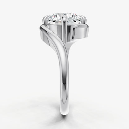 Round Bypass Oval Engagement Ring