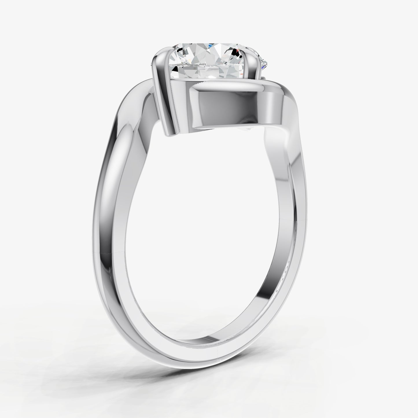 Round Bypass Oval Engagement Ring