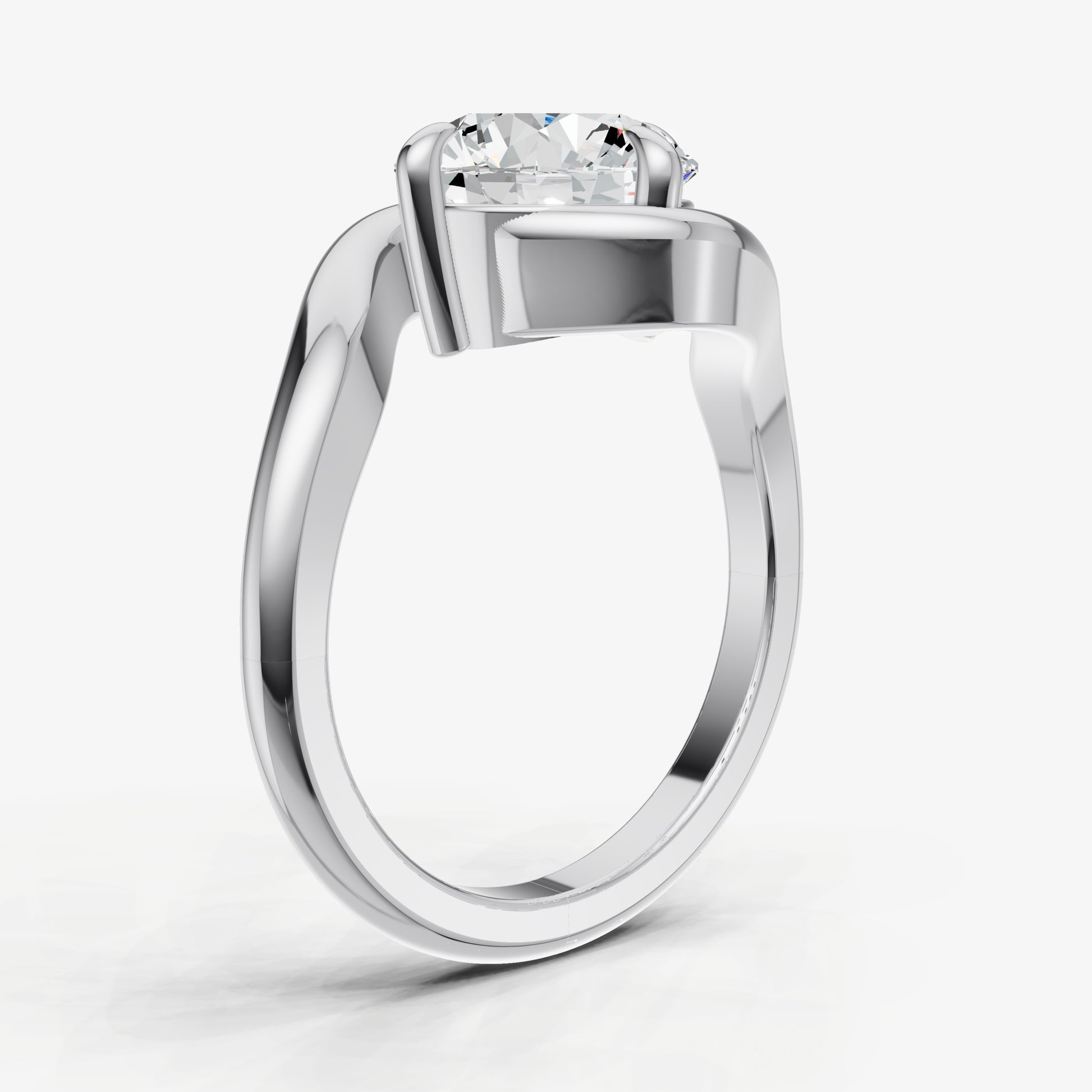 Round Bypass Oval Engagement Ring