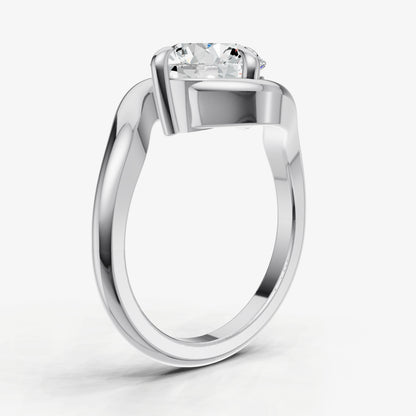 Round Bypass Oval Engagement Ring