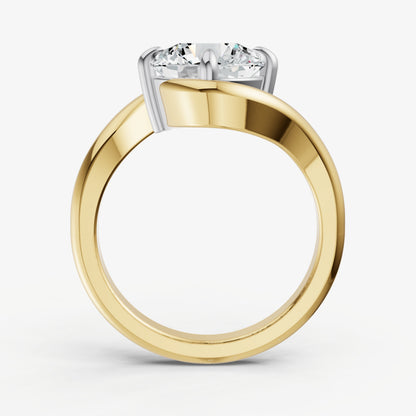 Round Bypass Oval Engagement Ring