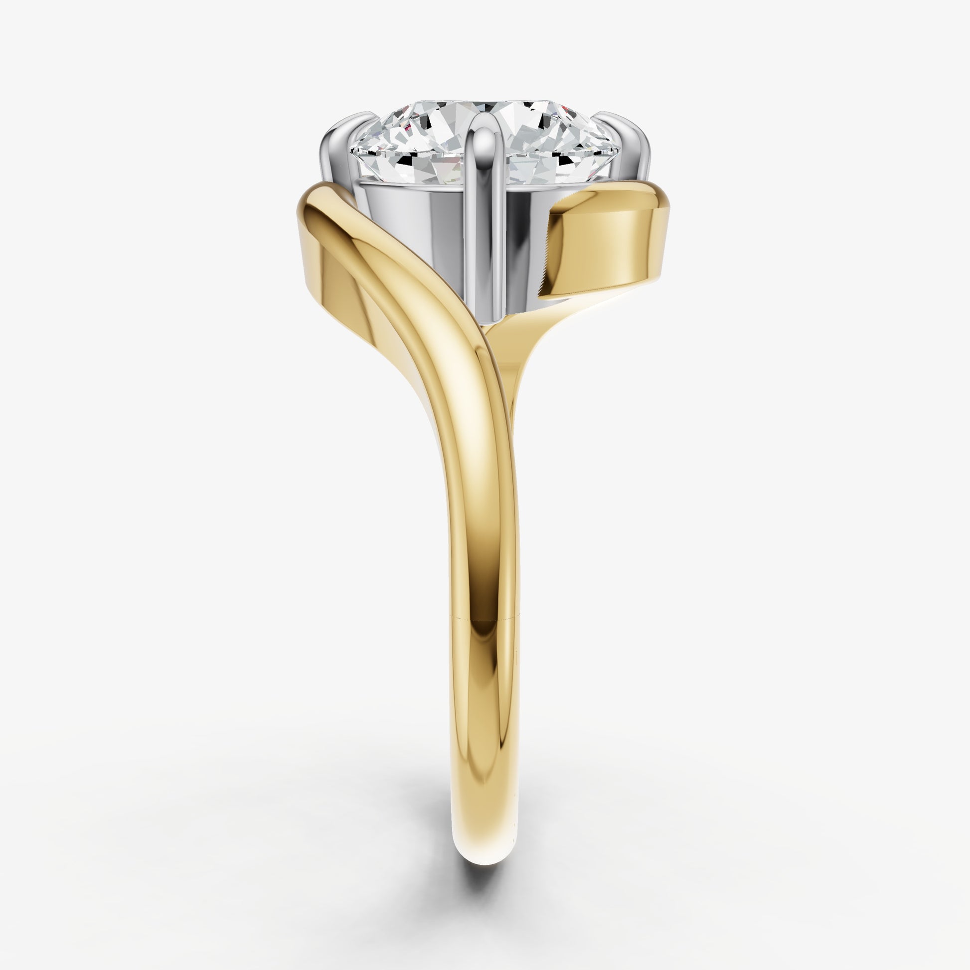 Round Bypass Oval Engagement Ring
