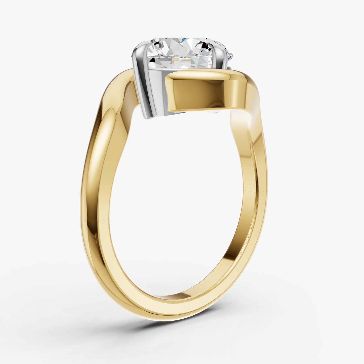 Round Bypass Oval Engagement Ring