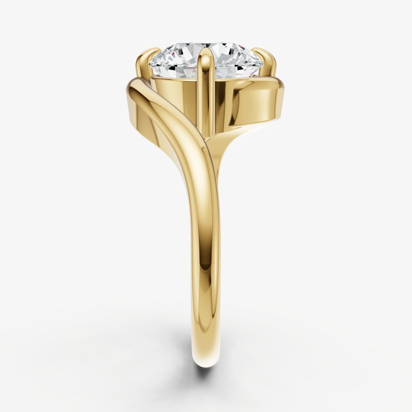 Round Bypass Oval Engagement Ring