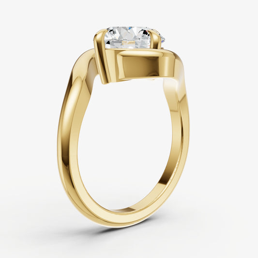 Round Bypass Oval Engagement Ring