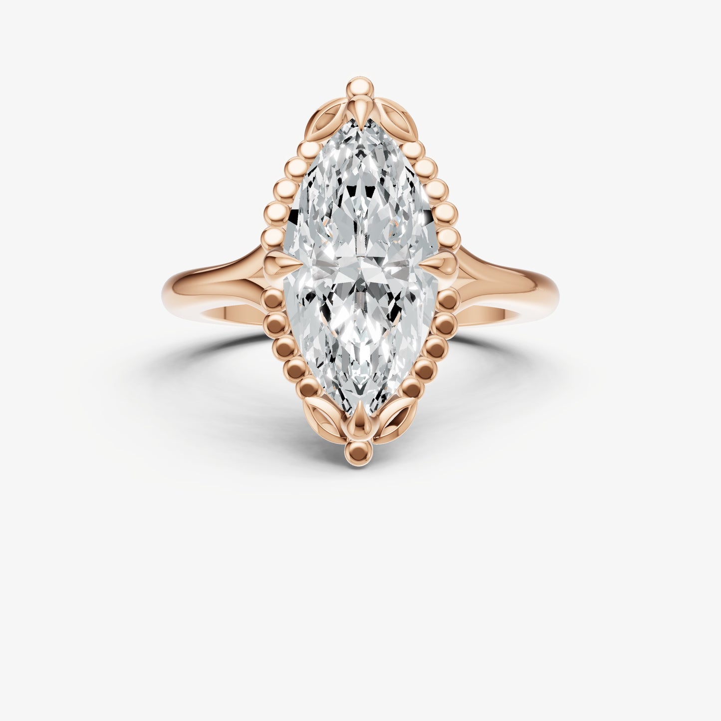 Marquise Filigree Halo Engagement Ring