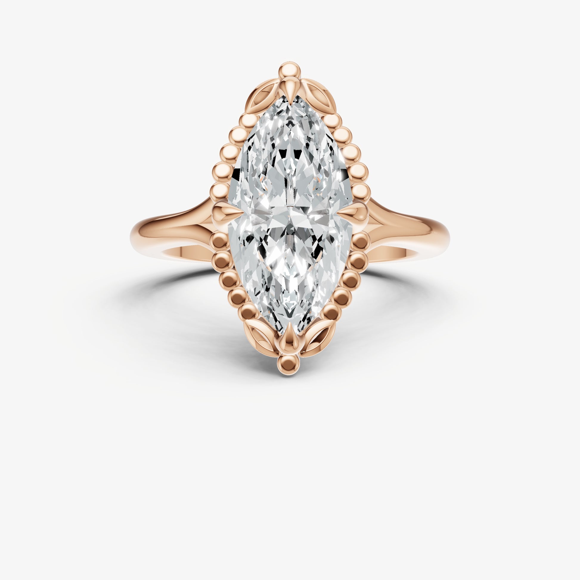 Marquise Filigree Halo Engagement Ring