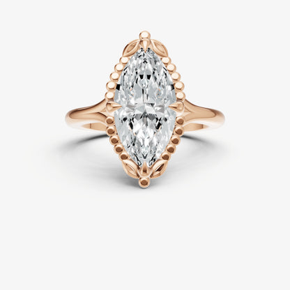 Marquise Filigree Halo Engagement Ring