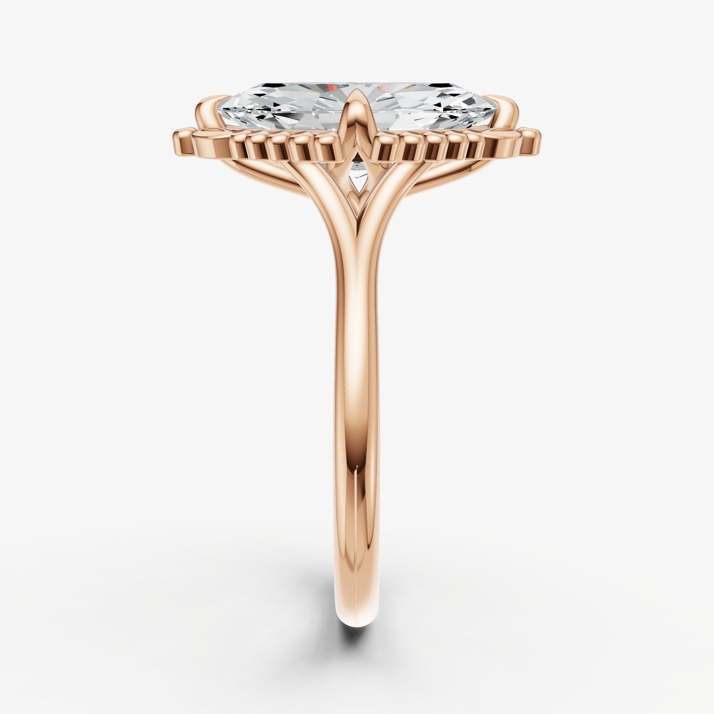 Marquise Filigree Halo Engagement Ring