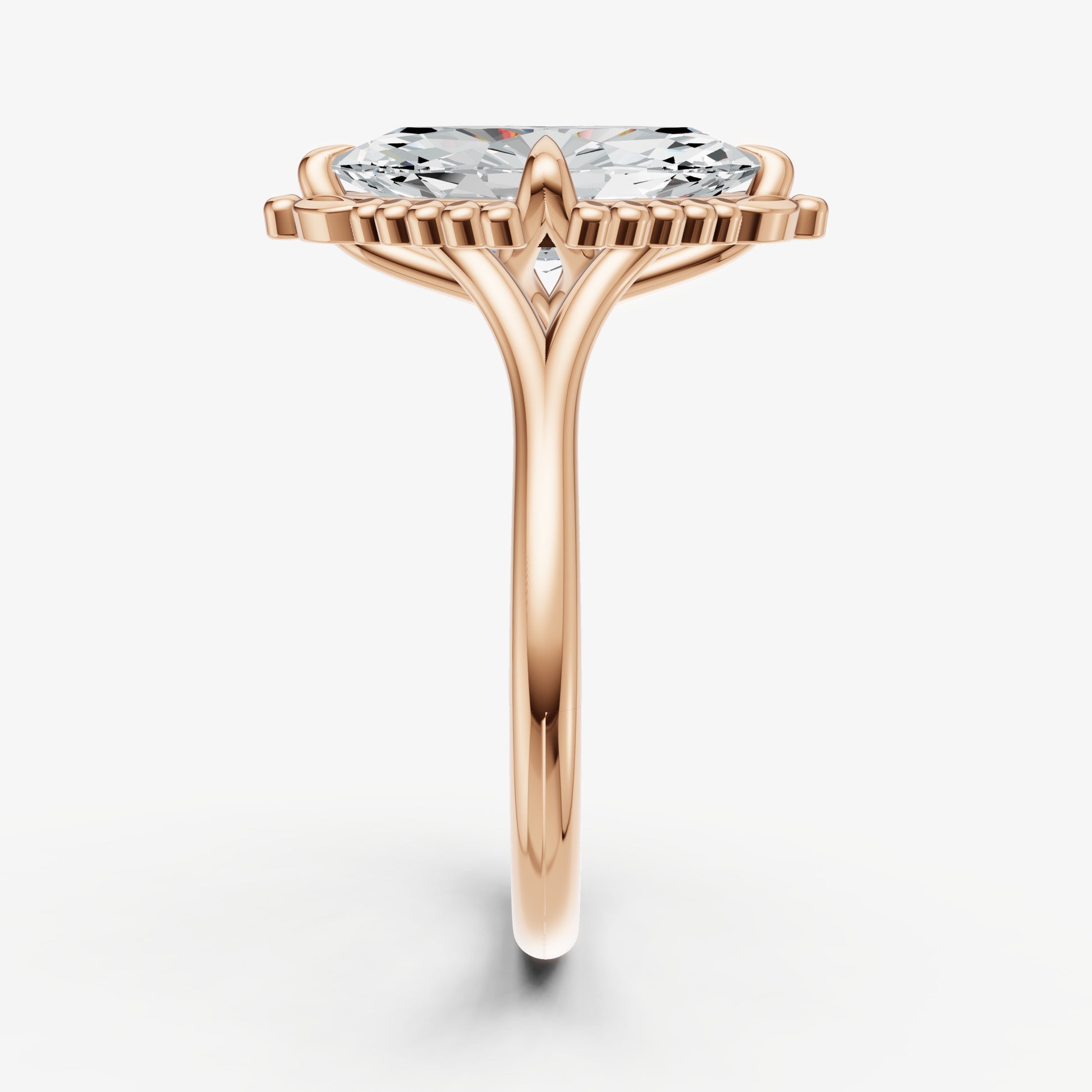 Marquise Filigree Halo Engagement Ring