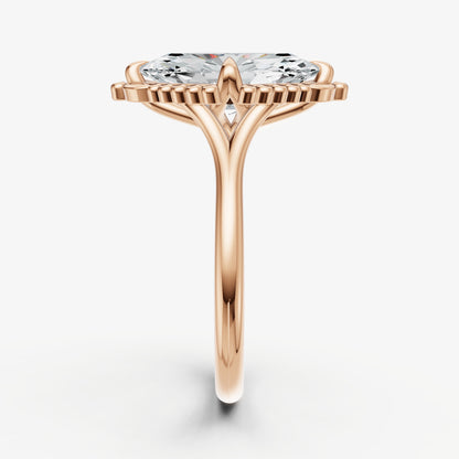 Marquise Filigree Halo Engagement Ring