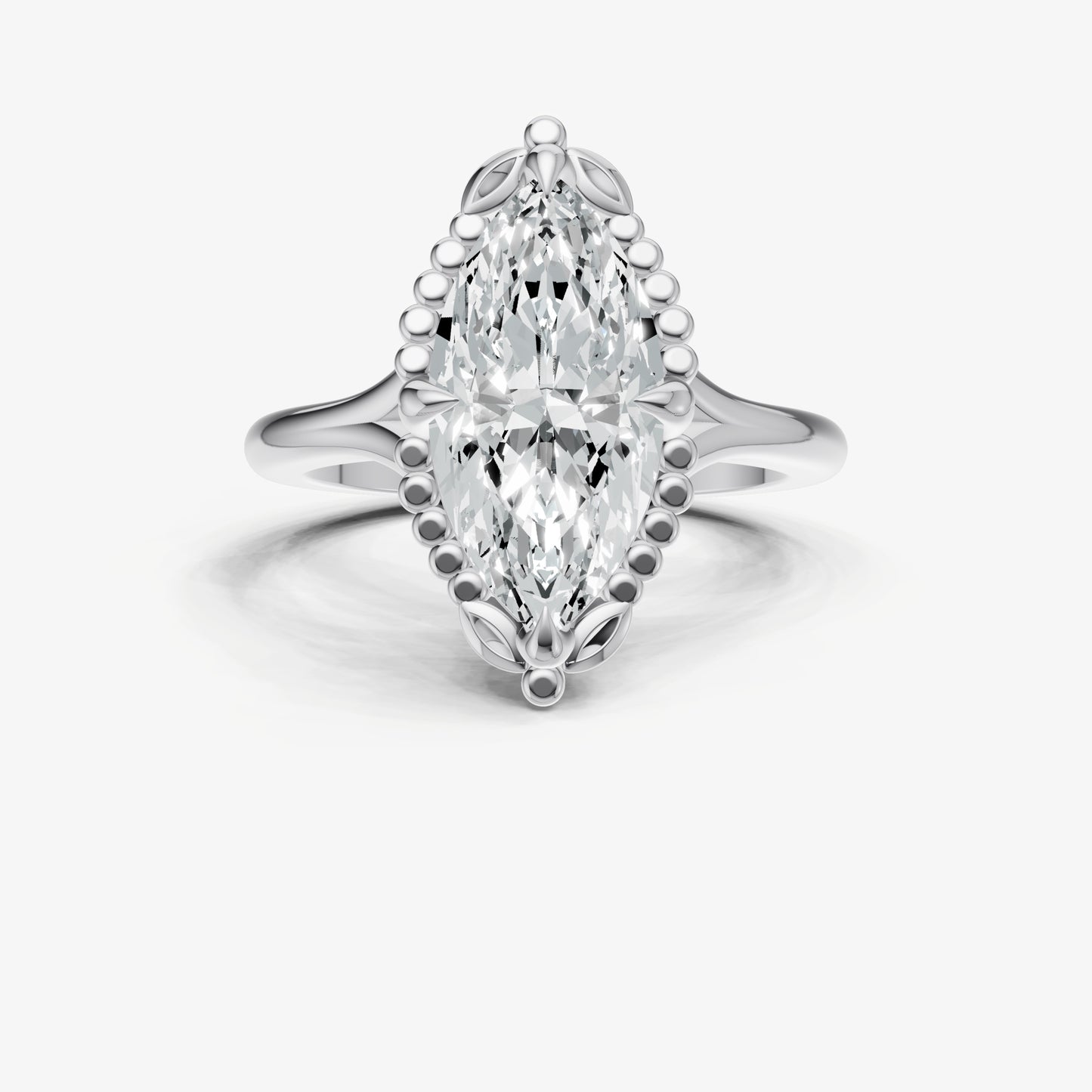 Marquise Filigree Halo Engagement Ring