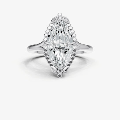 Marquise Filigree Halo Engagement Ring