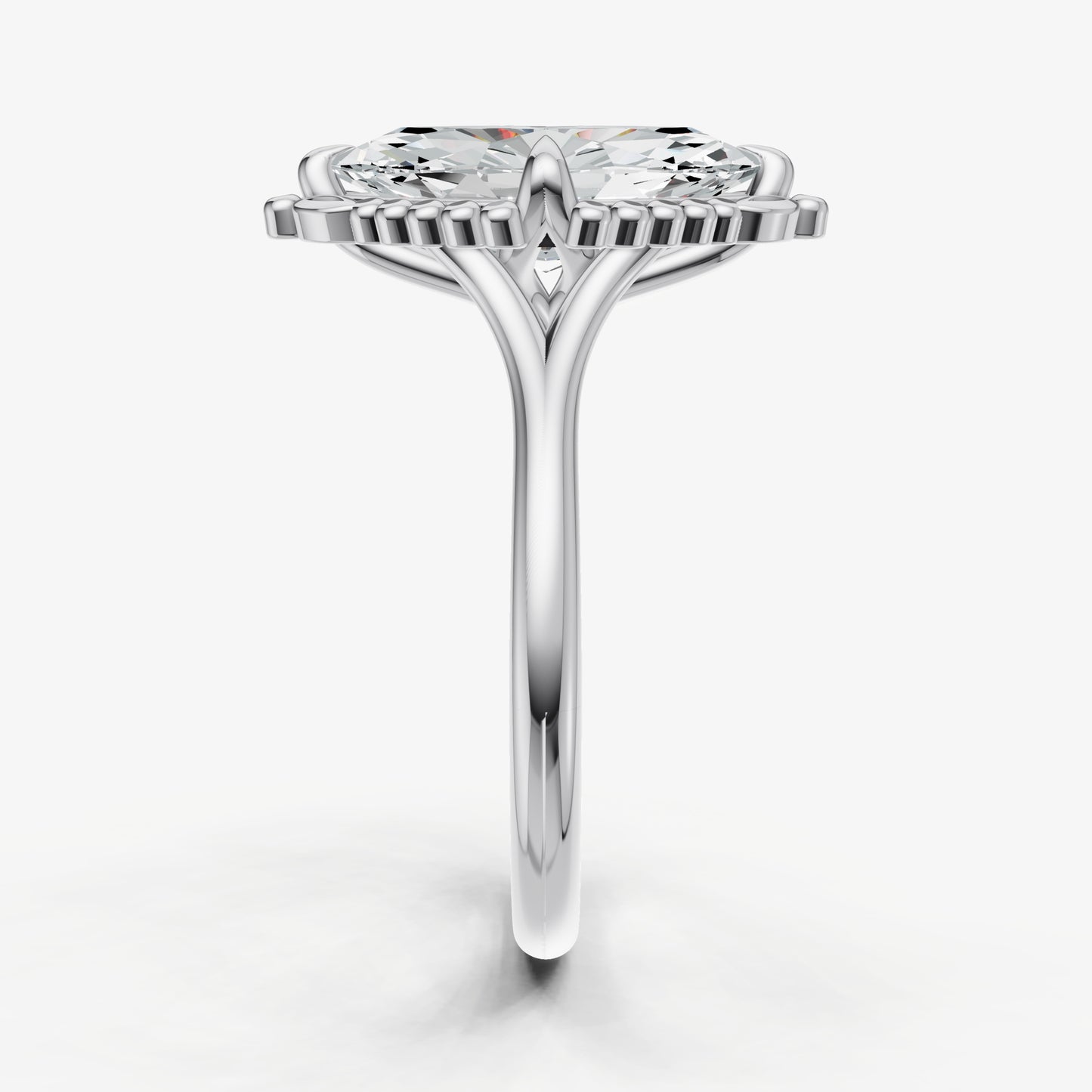 Marquise Filigree Halo Engagement Ring