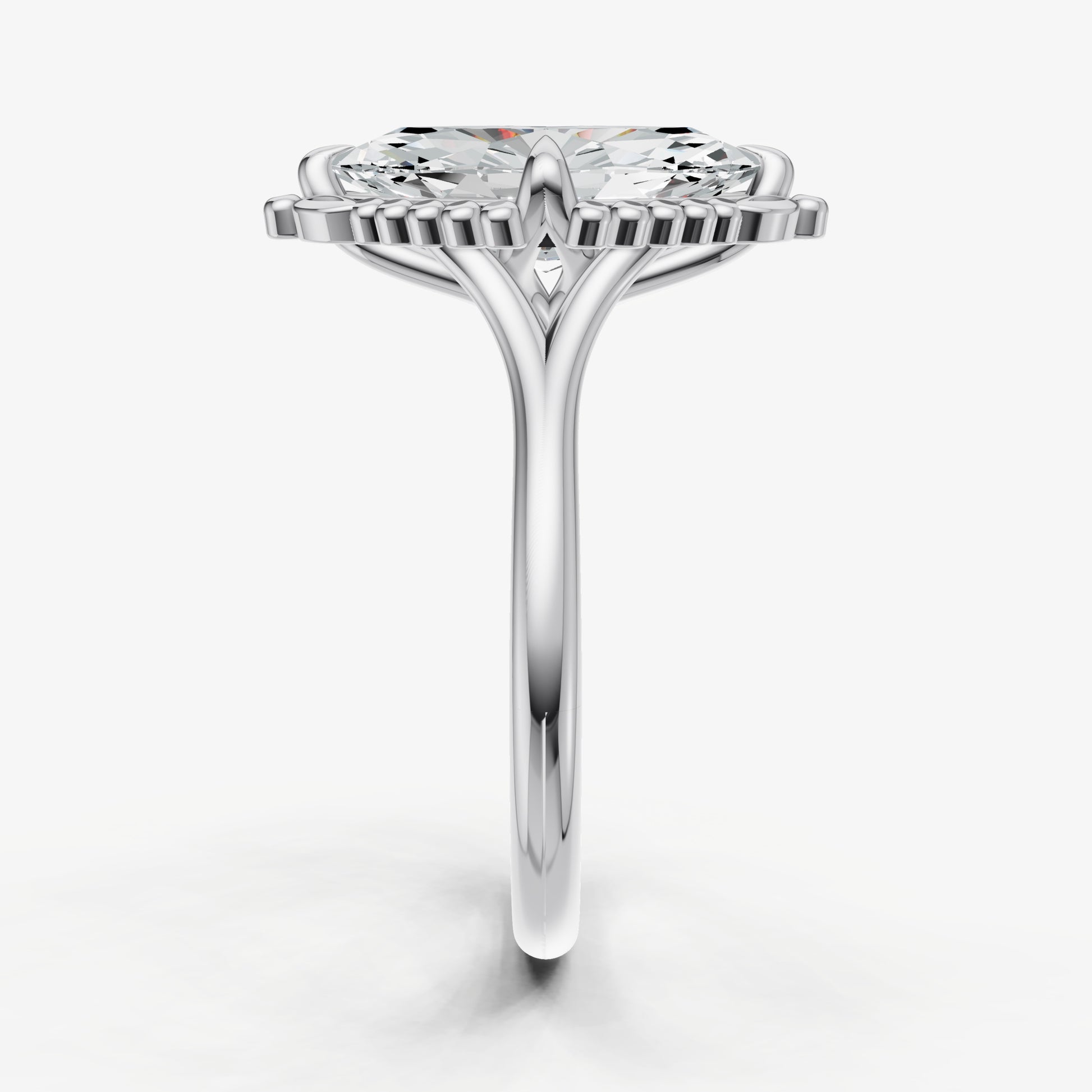 Marquise Filigree Halo Engagement Ring