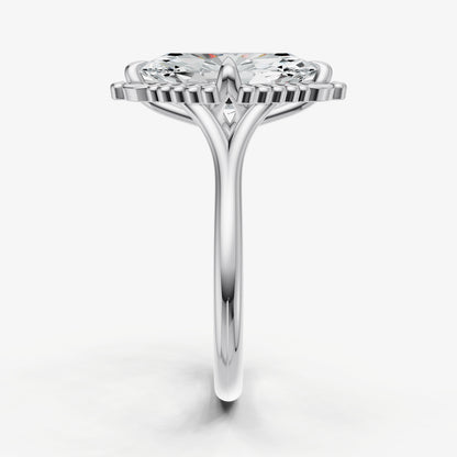 Marquise Filigree Halo Engagement Ring