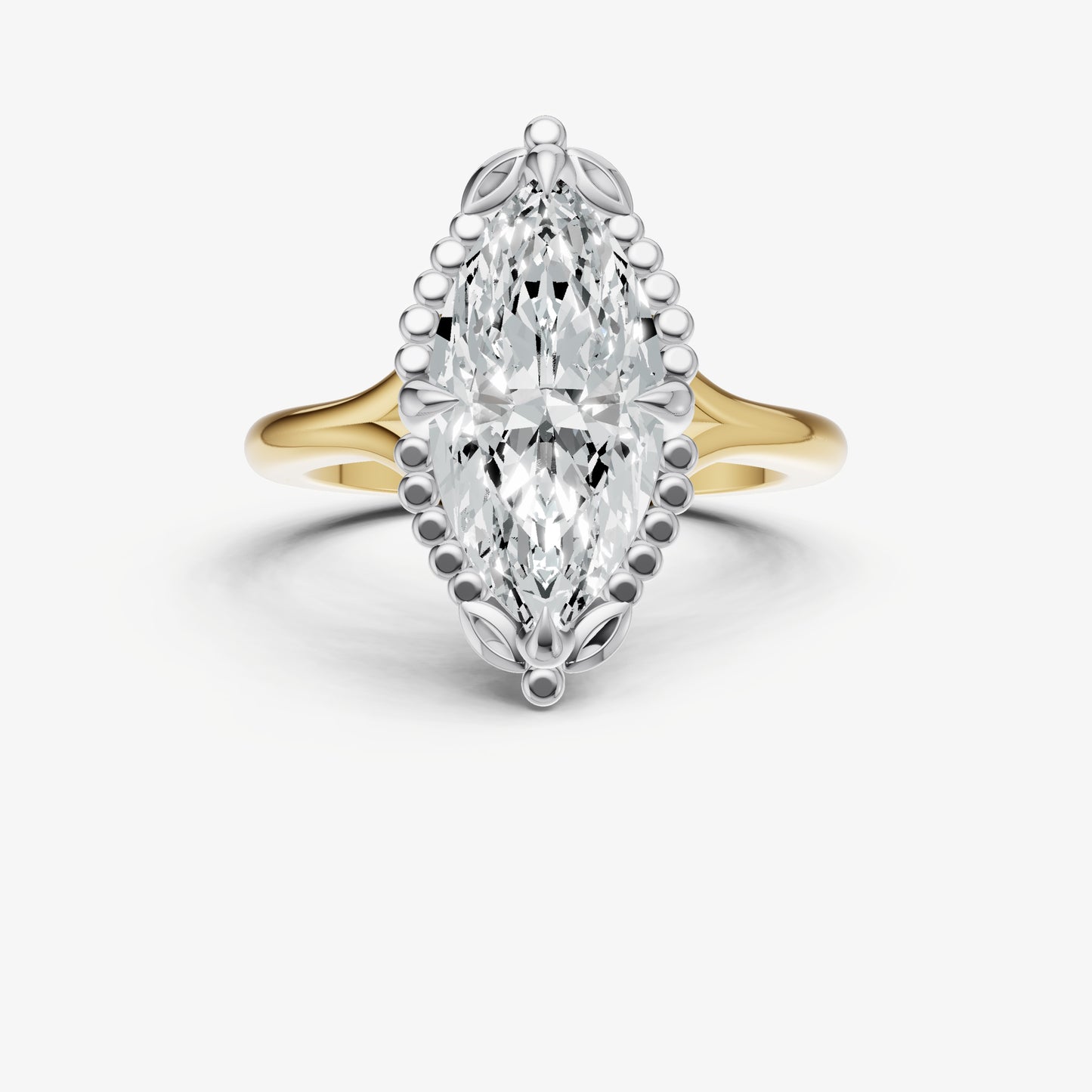 Marquise Filigree Halo Engagement Ring