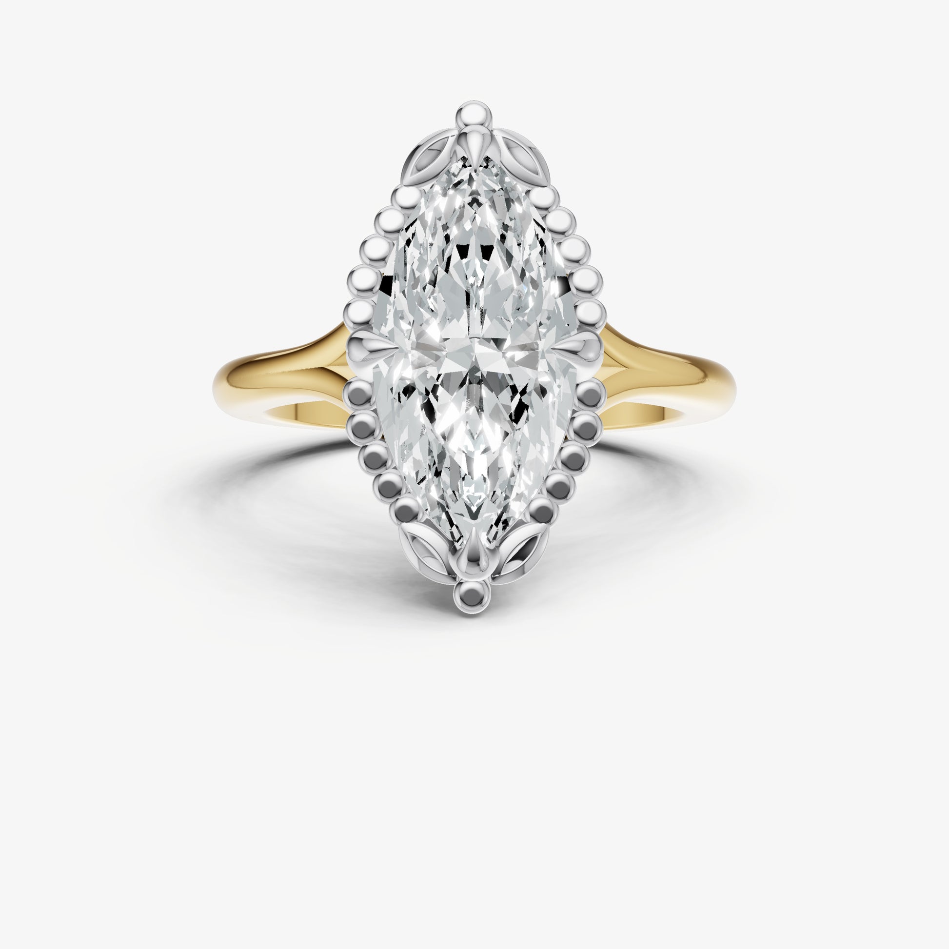 Marquise Filigree Halo Engagement Ring