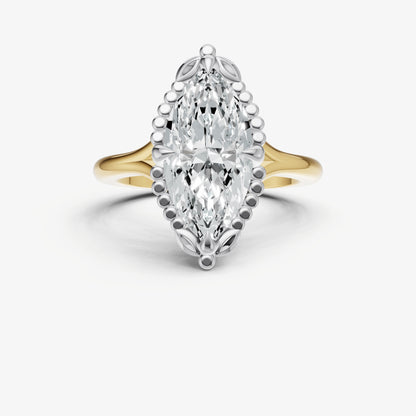 Marquise Filigree Halo Engagement Ring