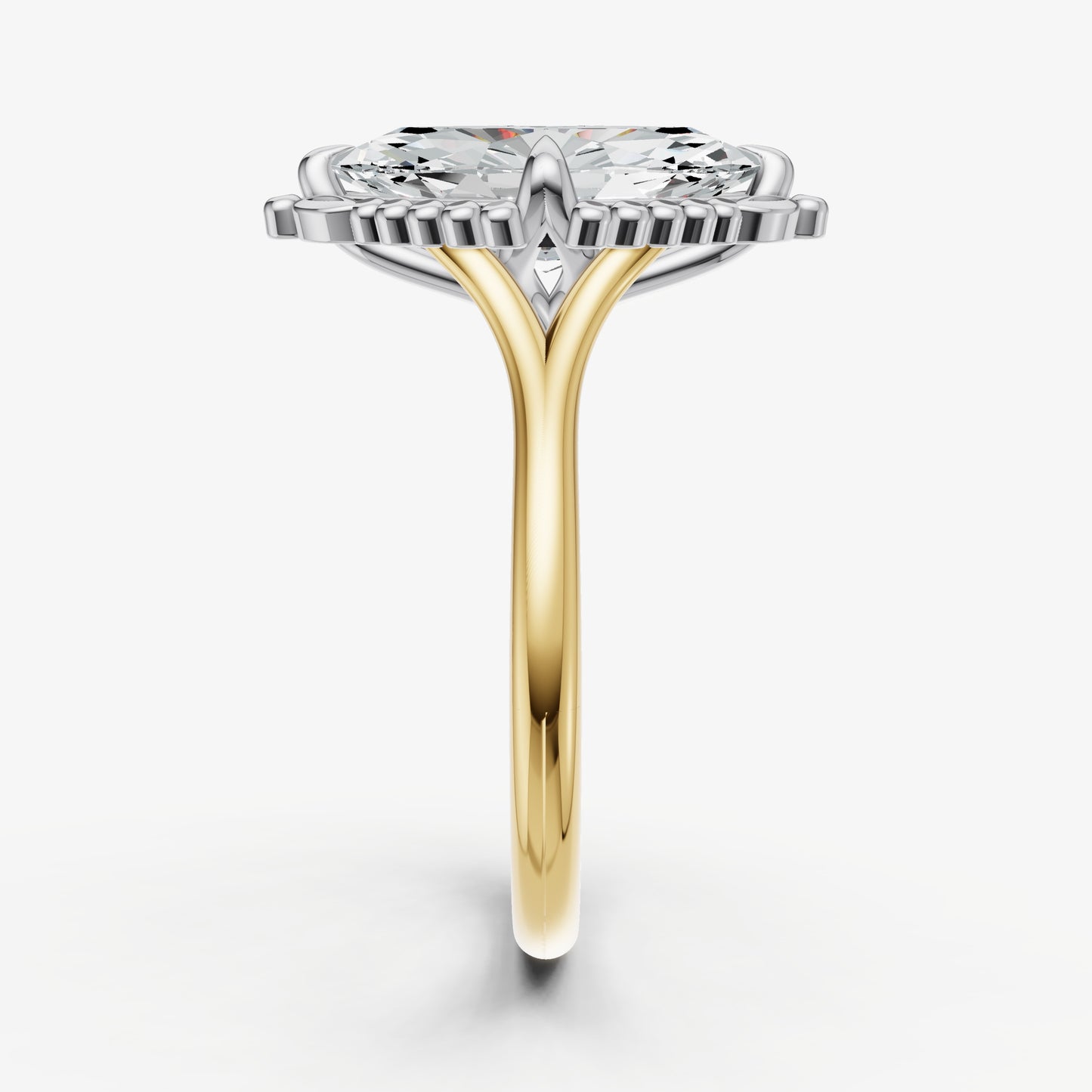 Marquise Filigree Halo Engagement Ring