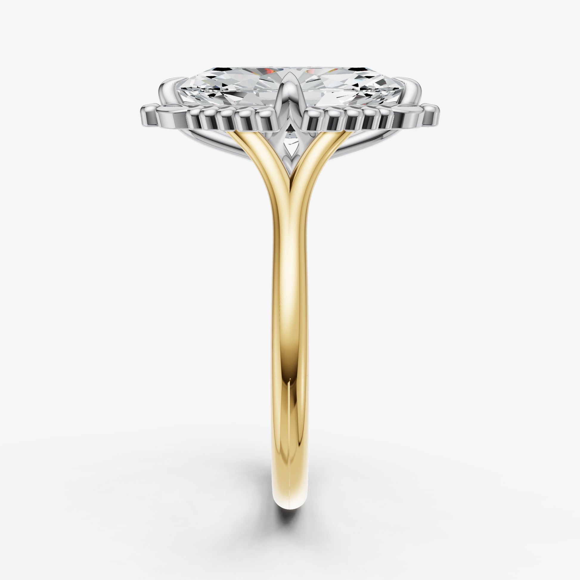 Marquise Filigree Halo Engagement Ring