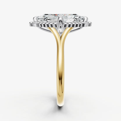 Marquise Filigree Halo Engagement Ring