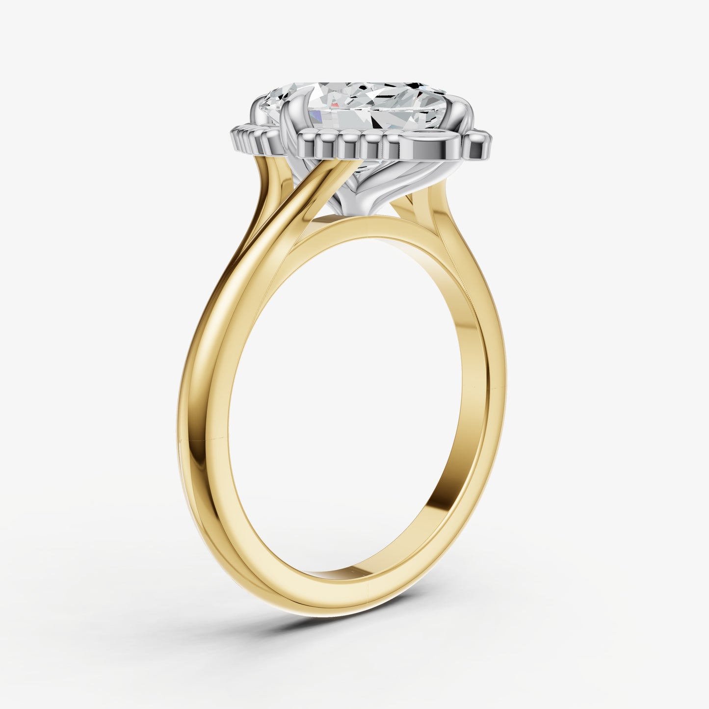 Marquise Filigree Halo Engagement Ring