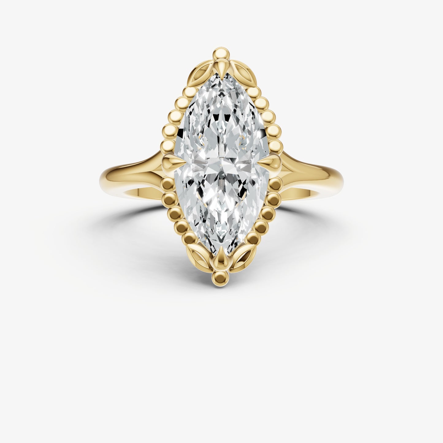 Marquise Filigree Halo Engagement Ring